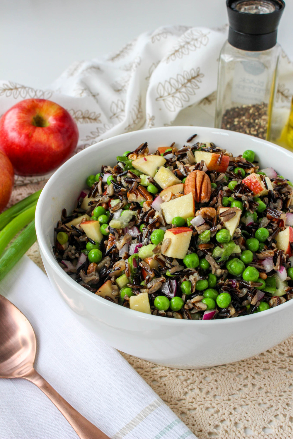 Wild Rice Salad in a white bowl.