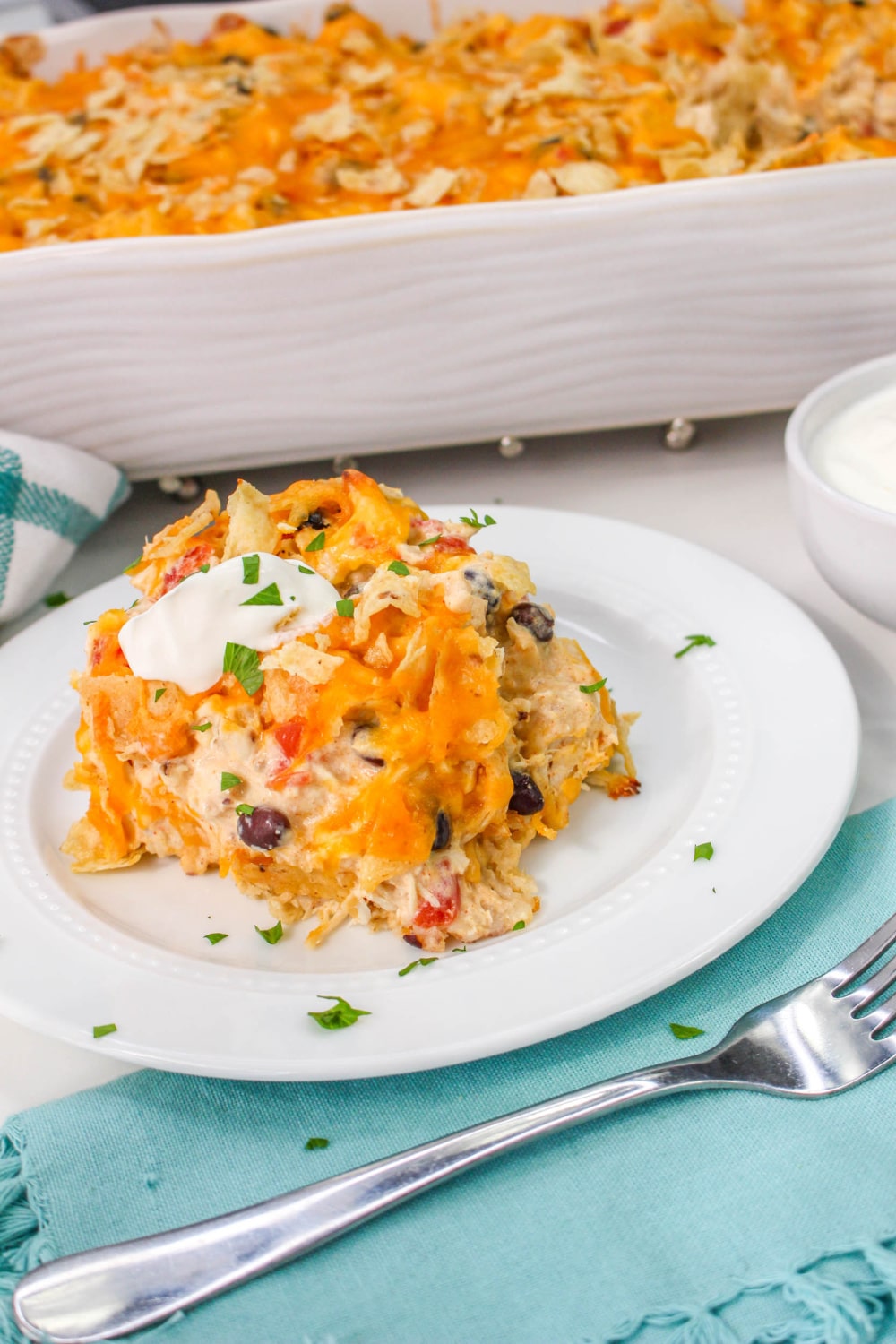 Chicken Taco Bake on a plate.