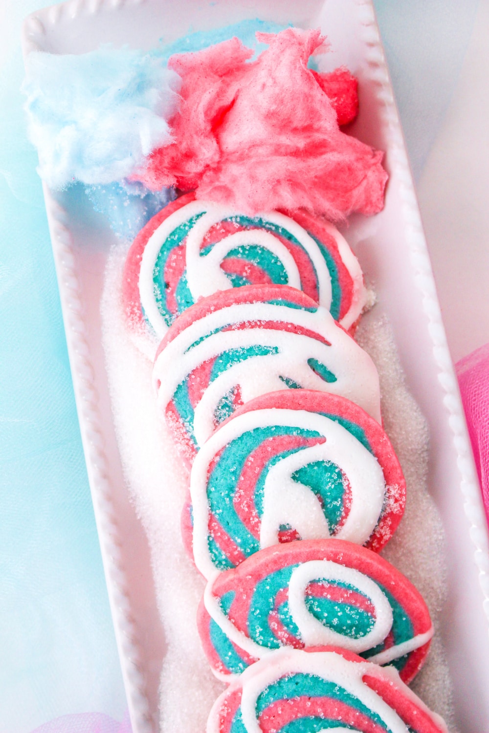 Cotton Candy Cookies on a tray.