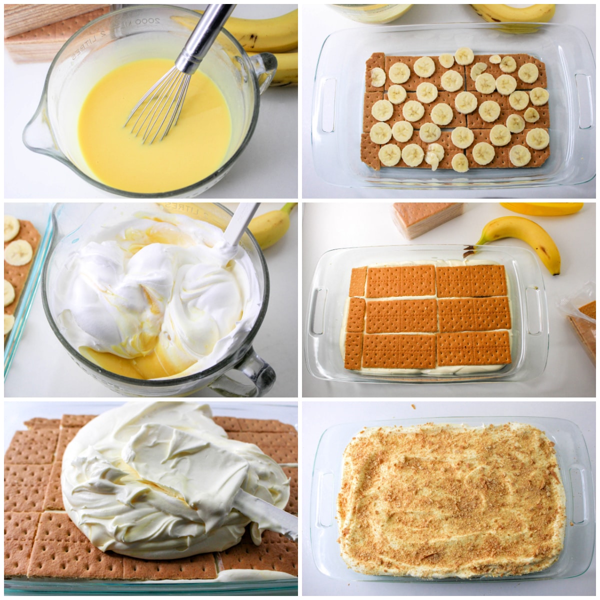 How to Make Banana Pudding Icebox Cake collage image.
