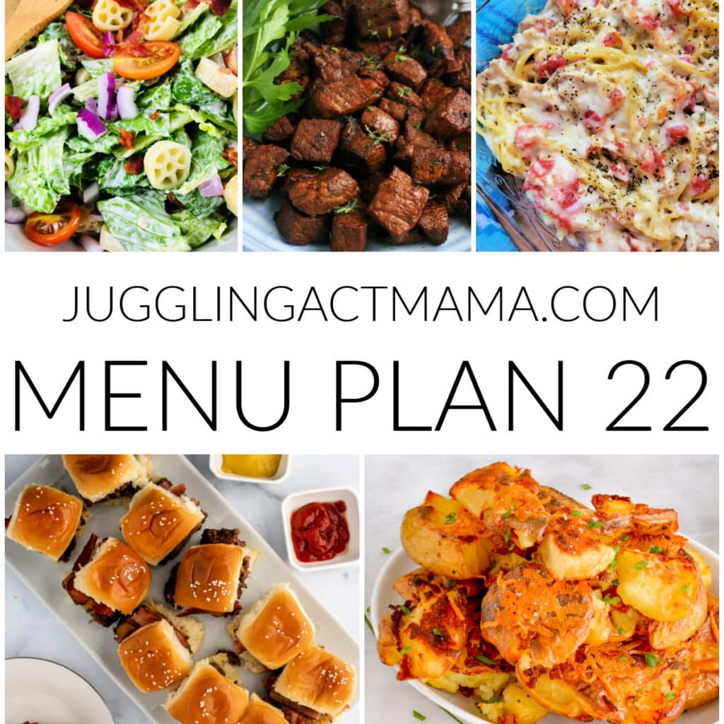 Meal Plan 22 square collage image with text overlay.