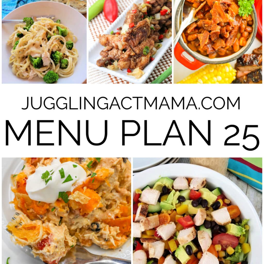 Meal Plan 25 square collage with text overlay.