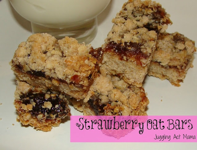 Strawberry Oat Bars are the perfect bake sale or potluck dessert treat! They're quick and easy and a huge crowd pleaser for kids and adults!