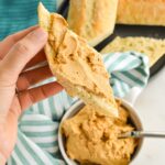 Benihana Garlic Butter on a piece of garlic toast.