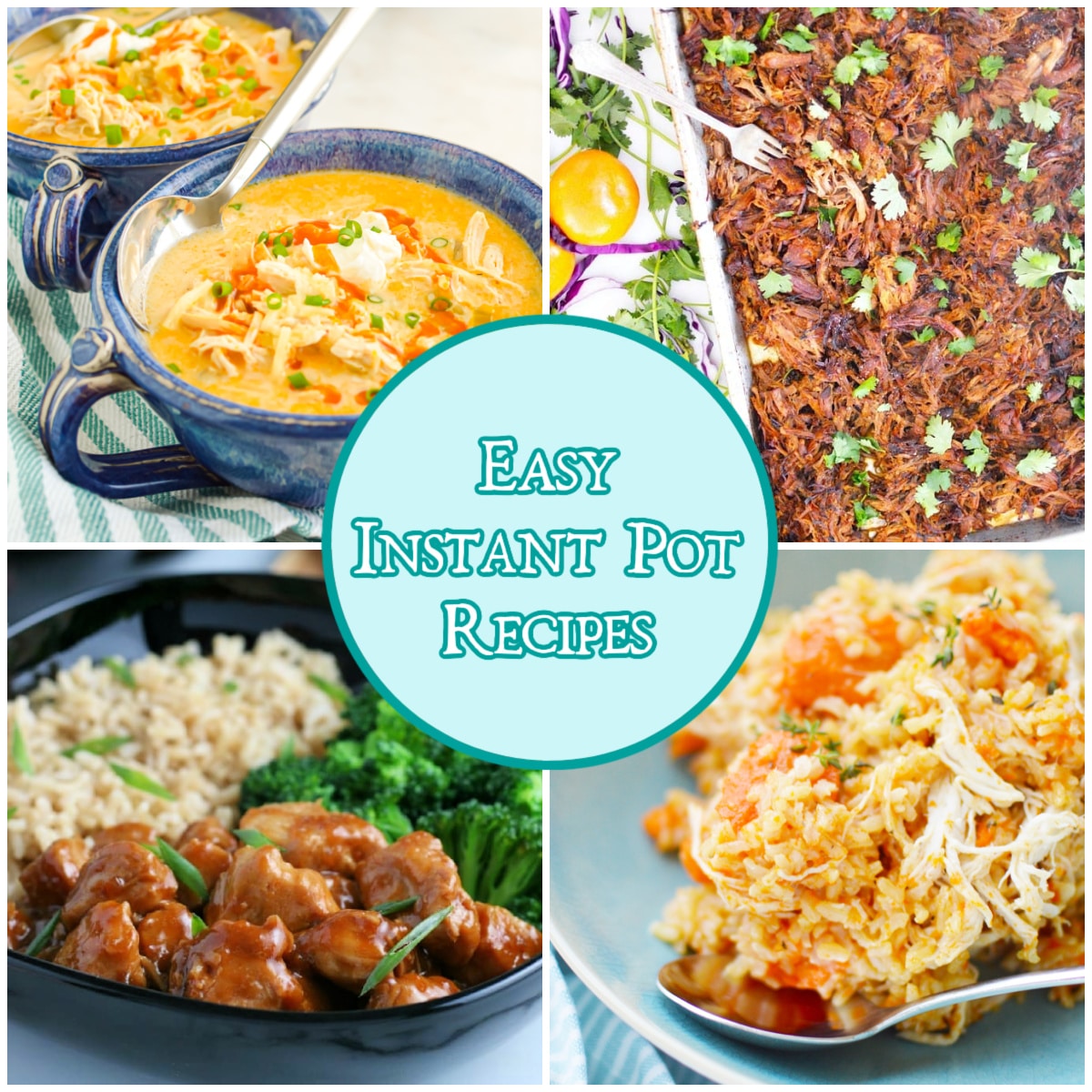 Easy Instant Pot Recipes collage with text overlay.