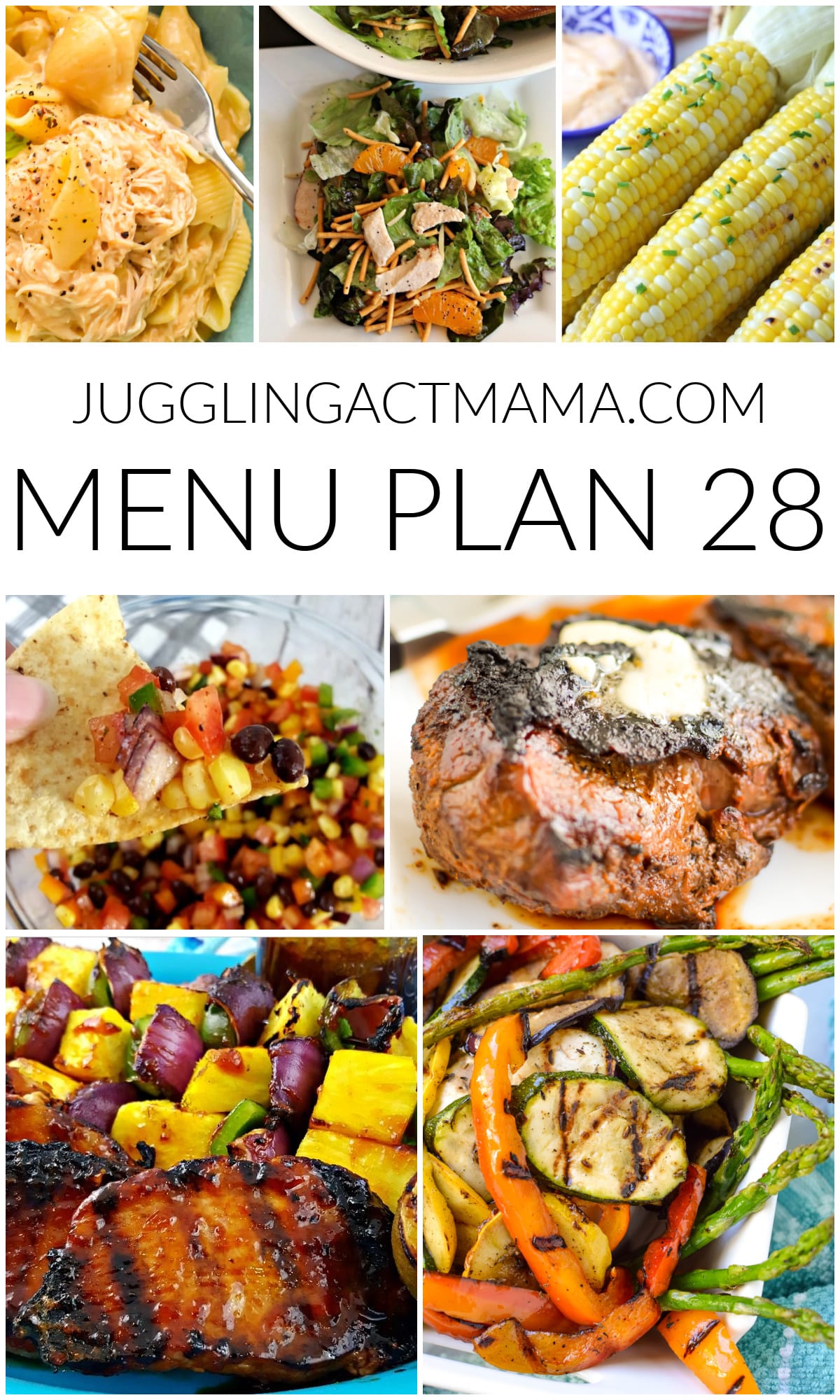 Weekly meal plan 28 collage with text overlay.