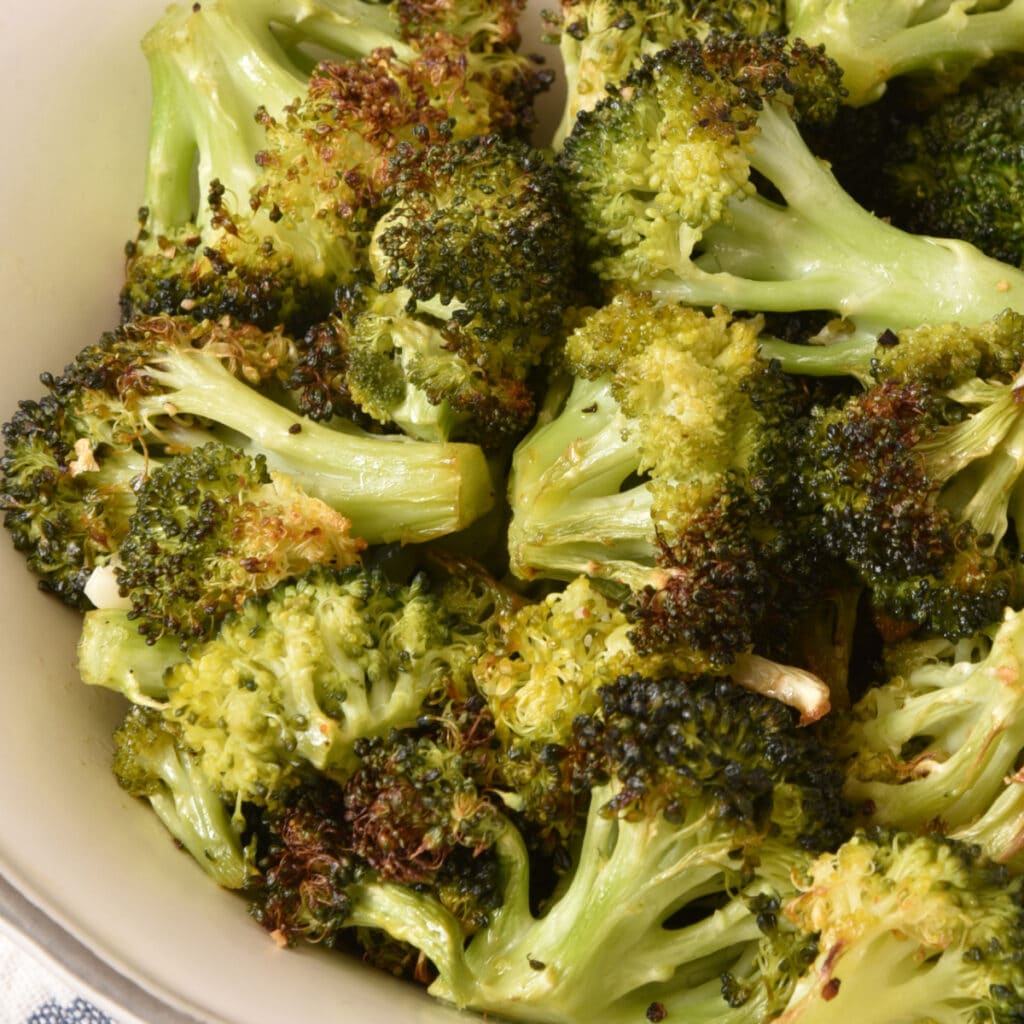 Roasted Broccoli in a bowl.