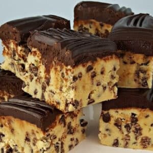 Chocolate Chip Cookie Dough Bars with Chocolate Ganache.
