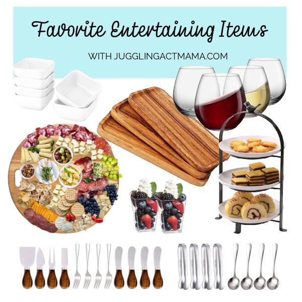 Favorite Entertaining Items collage with text overlay.