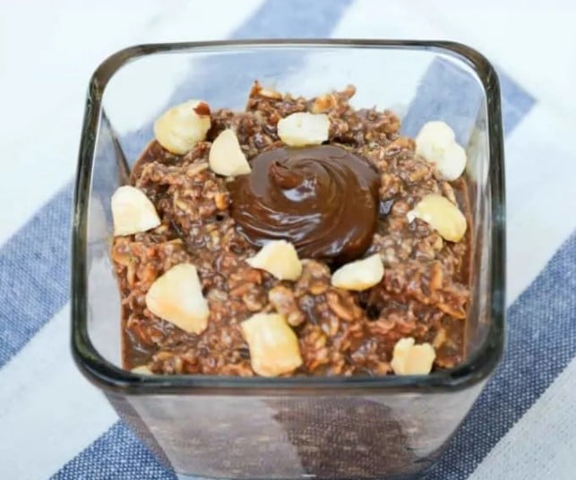 Close up of Nutella Overnight Oats.