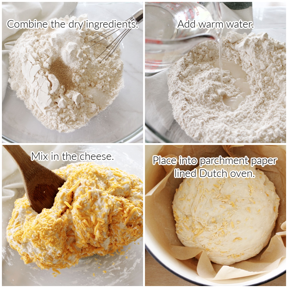 How to Make Dutch Oven Cheese Bread collage with text overlay.