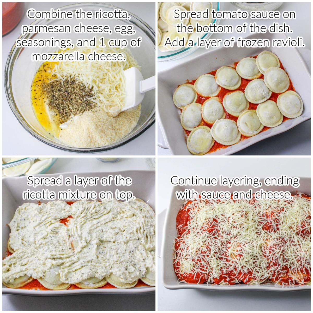 How to Make Lazy Lasagna with Ravioli collage with text overlay.