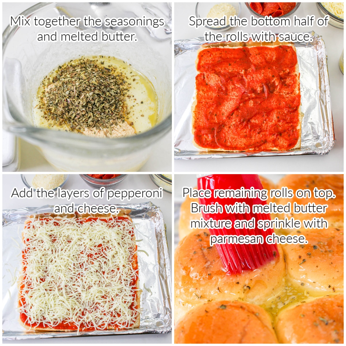 How to Make Pepperoni Pizza Sliders collage image with text overlay.