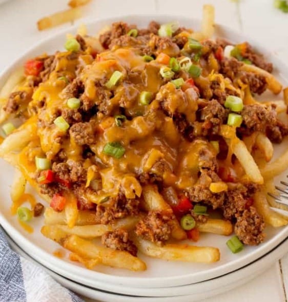 Chili Cheese Fries on a plate.
