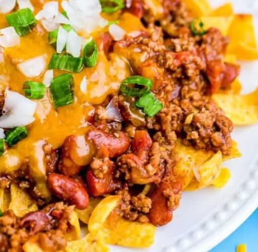 Close up of frito pie.