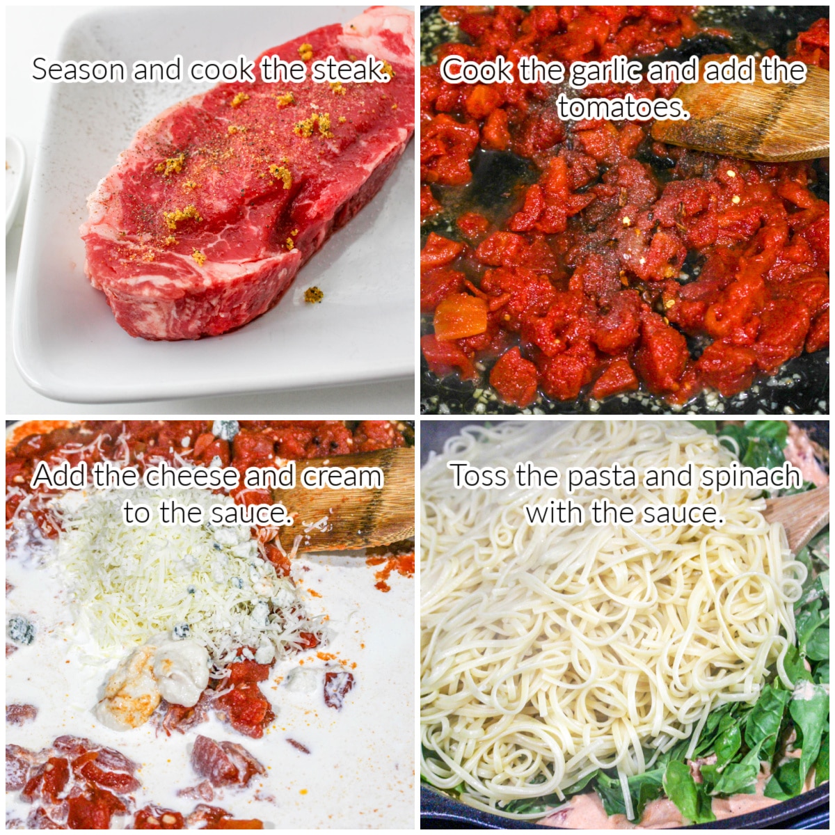 How to Make Steakhouse Pasta collage image with text overlay.