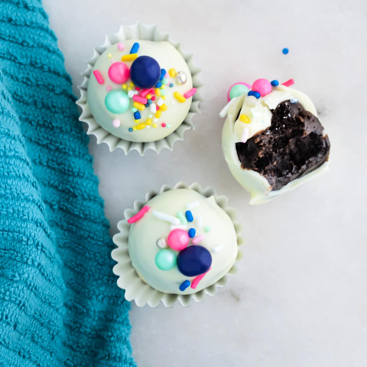 White chocolate covered oreo balls.