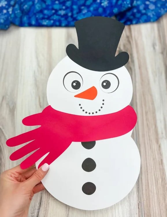 Handprint Snowman Craft For Kids [Free Template].