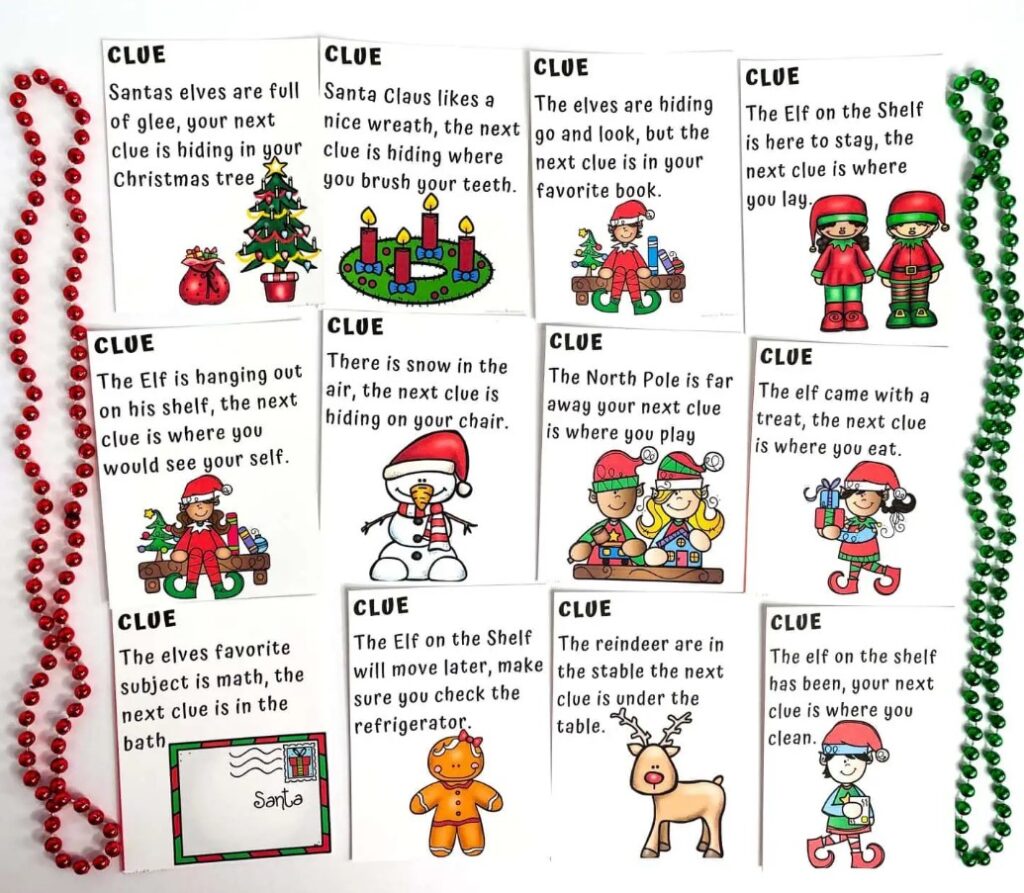 FREE Elf on the Shelf Scavenger Hunt Printable.