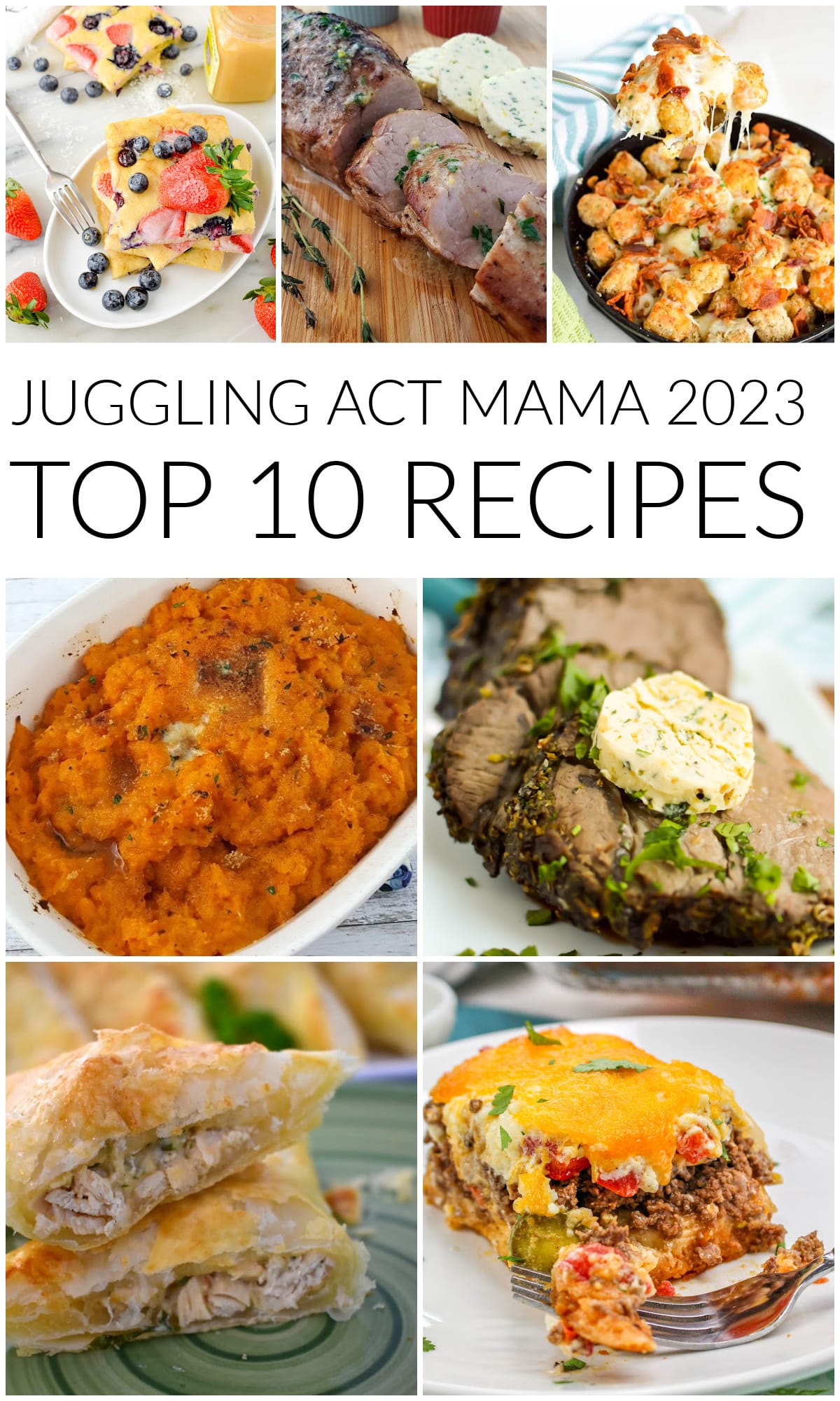 2023 Juggling Act Mama Top 10 Recipes collage image.