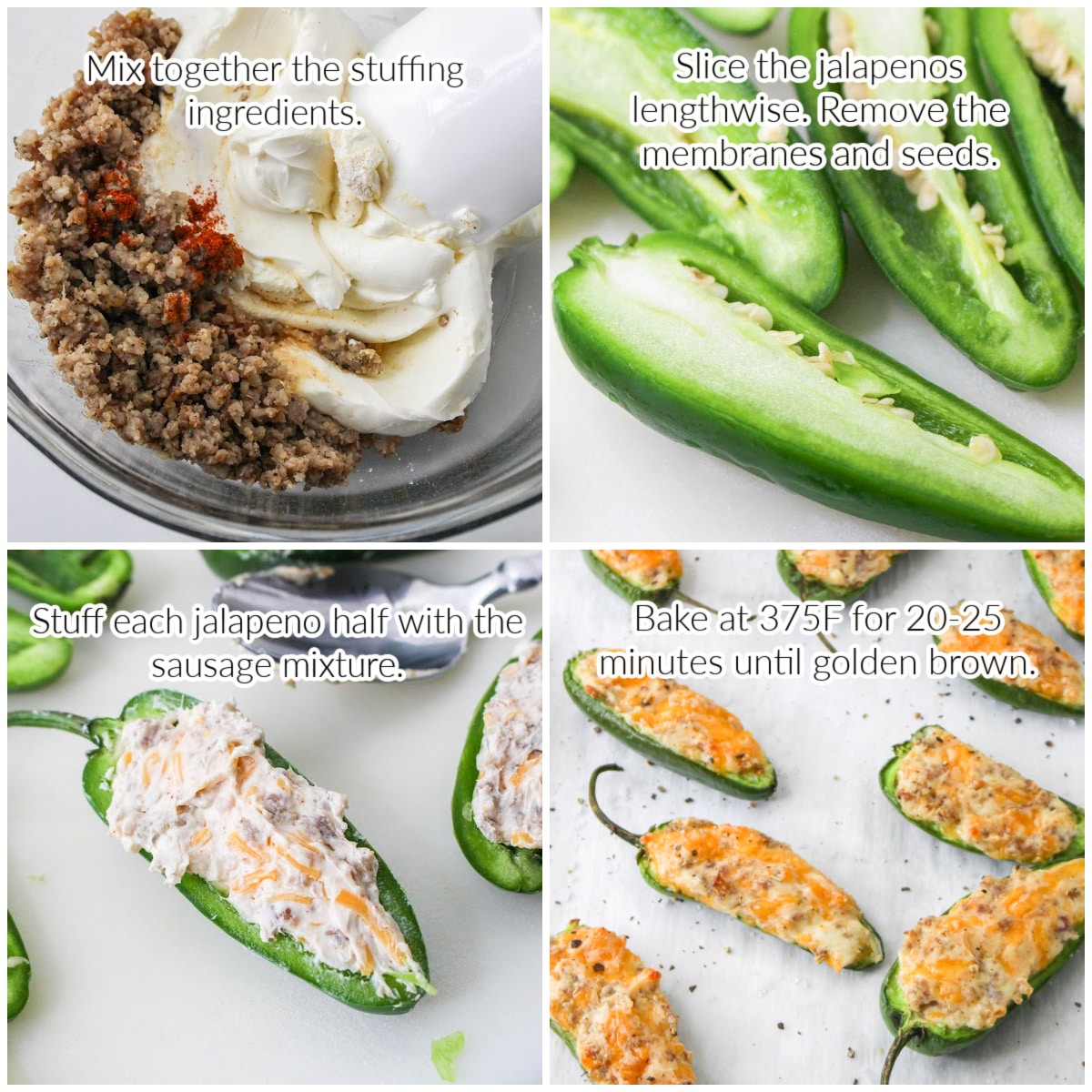 How to Make Sausage Stuffed Jalapenos collage image with text overlay.