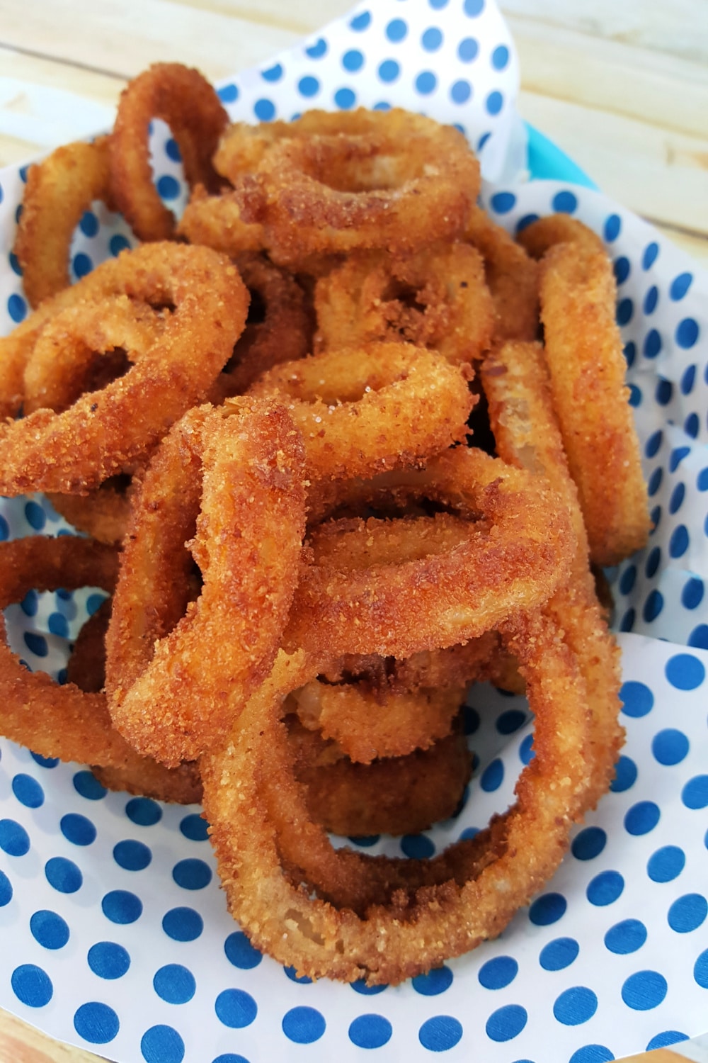 Basket of Homemade Onion Rings.