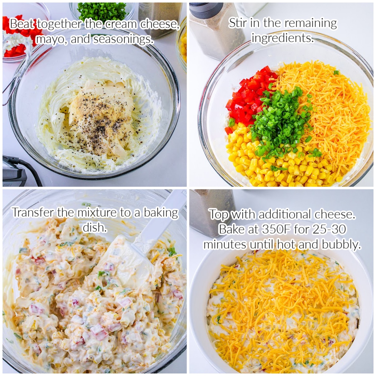 Cheesy Crack Corn Dip collage image with text overlay.