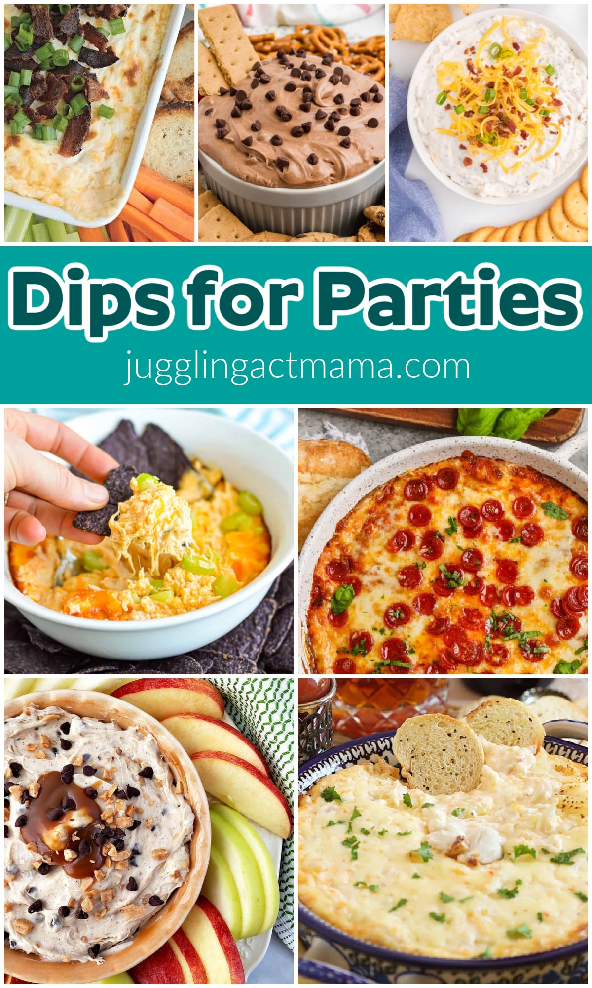 Dips for Parties collage with text overlay.
