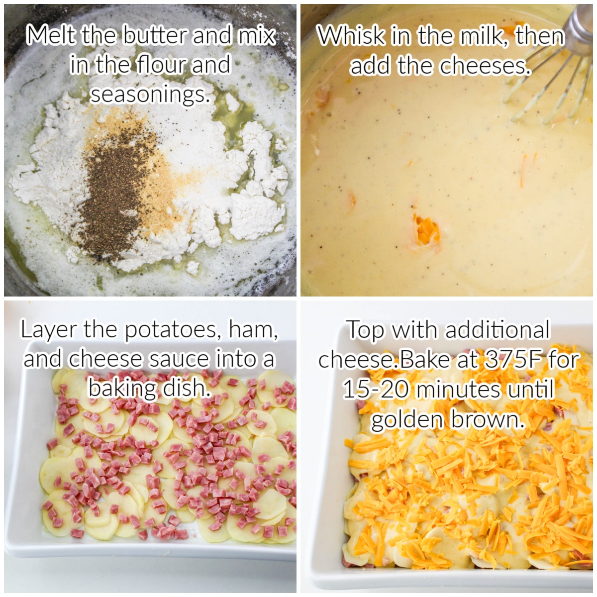 How to Make Ham and Potatoes Casserole collage image with text overlay.