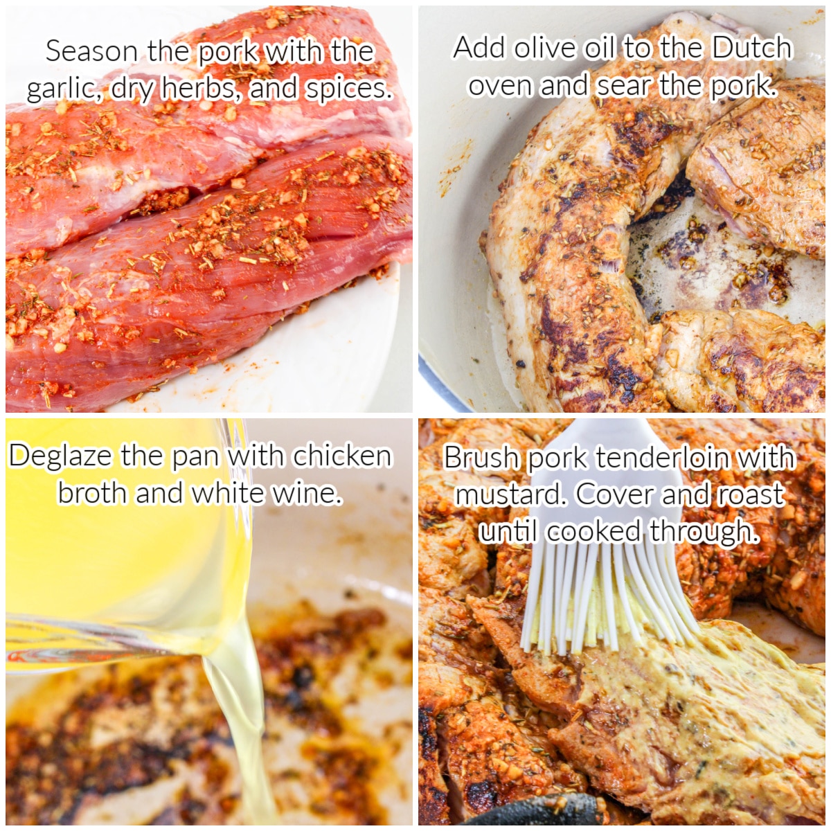 How to Cook Pork Tenderloin in a Dutch Oven collage image with text overlay.