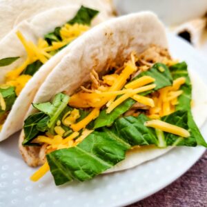 Close up of ranch seasoned chicken tacos.