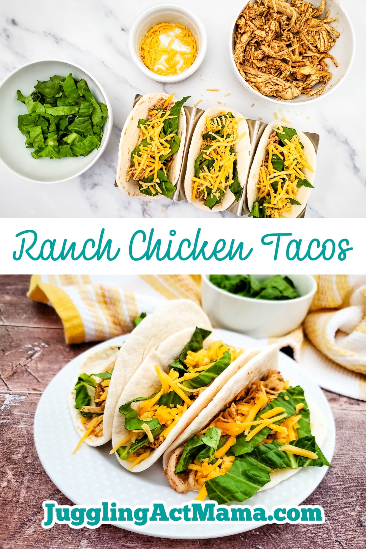 Ranch Chicken Tacos collage with text overlay.