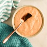 Smashburger Sauce in a bowl with a spoon.