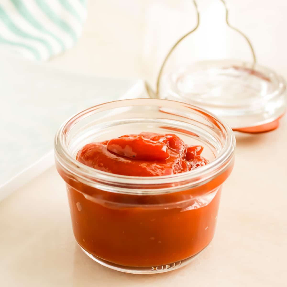 Spicy Ketchup in a small jar.