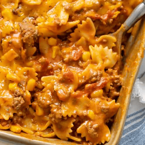 Close up of Sloppy Joe Casserole.