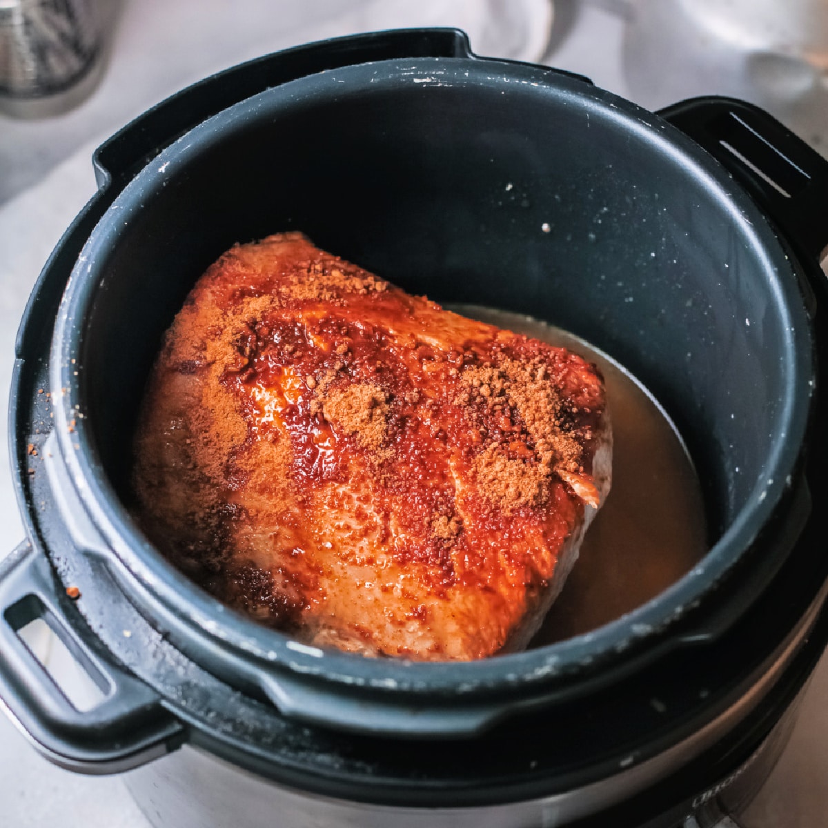 Seasoned Pork Loin in a crockpot.