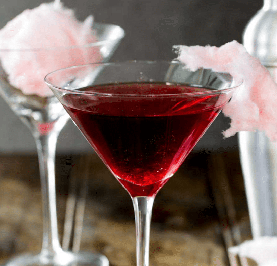 Close up of Fairy Floss martinis.