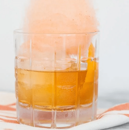 Close up of old fashioned cotton candy drink.