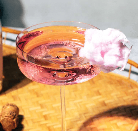 Close up of Cotton Candy Spritz Cocktail.