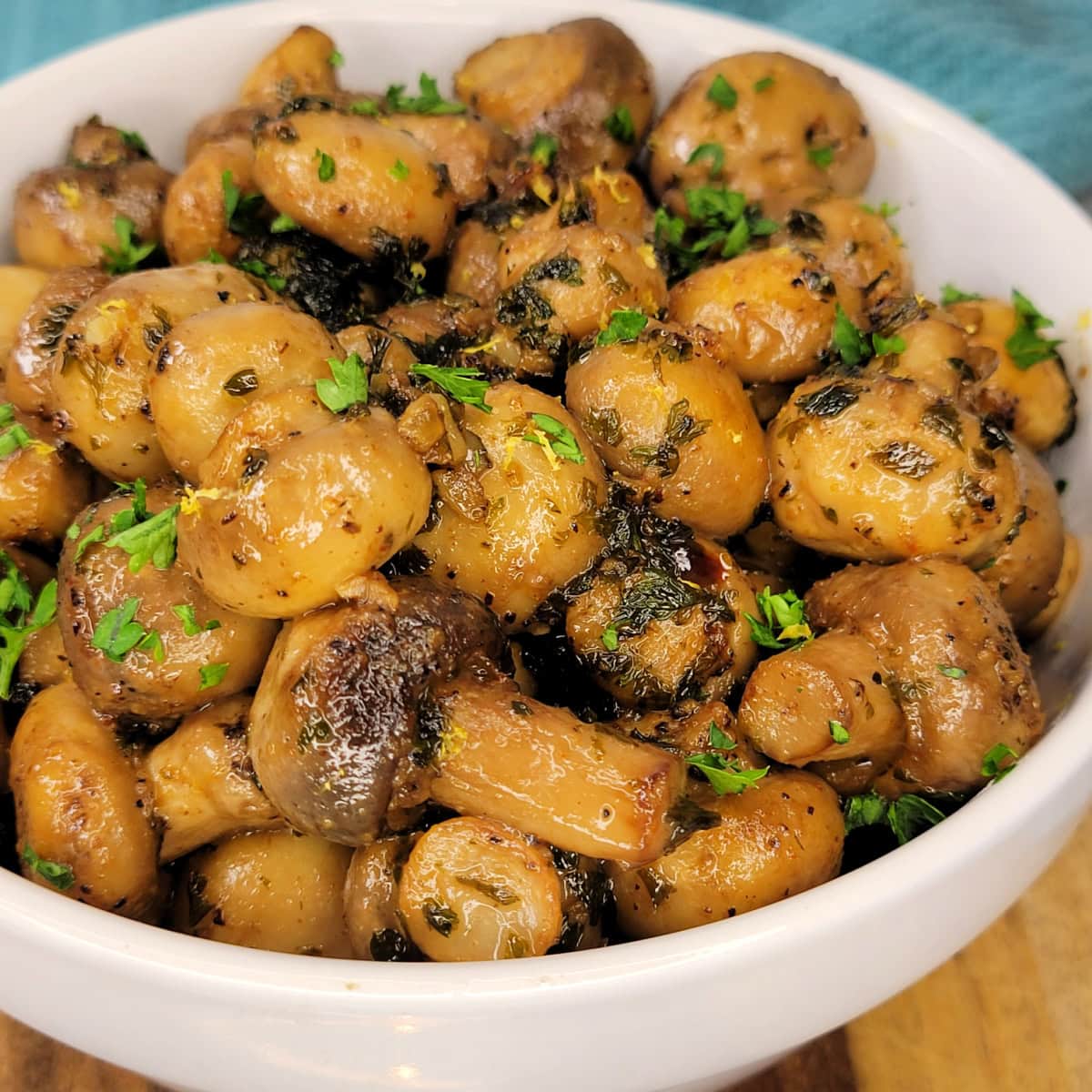 Recipe: Close up of Cowboy Mushrooms in a bowl.