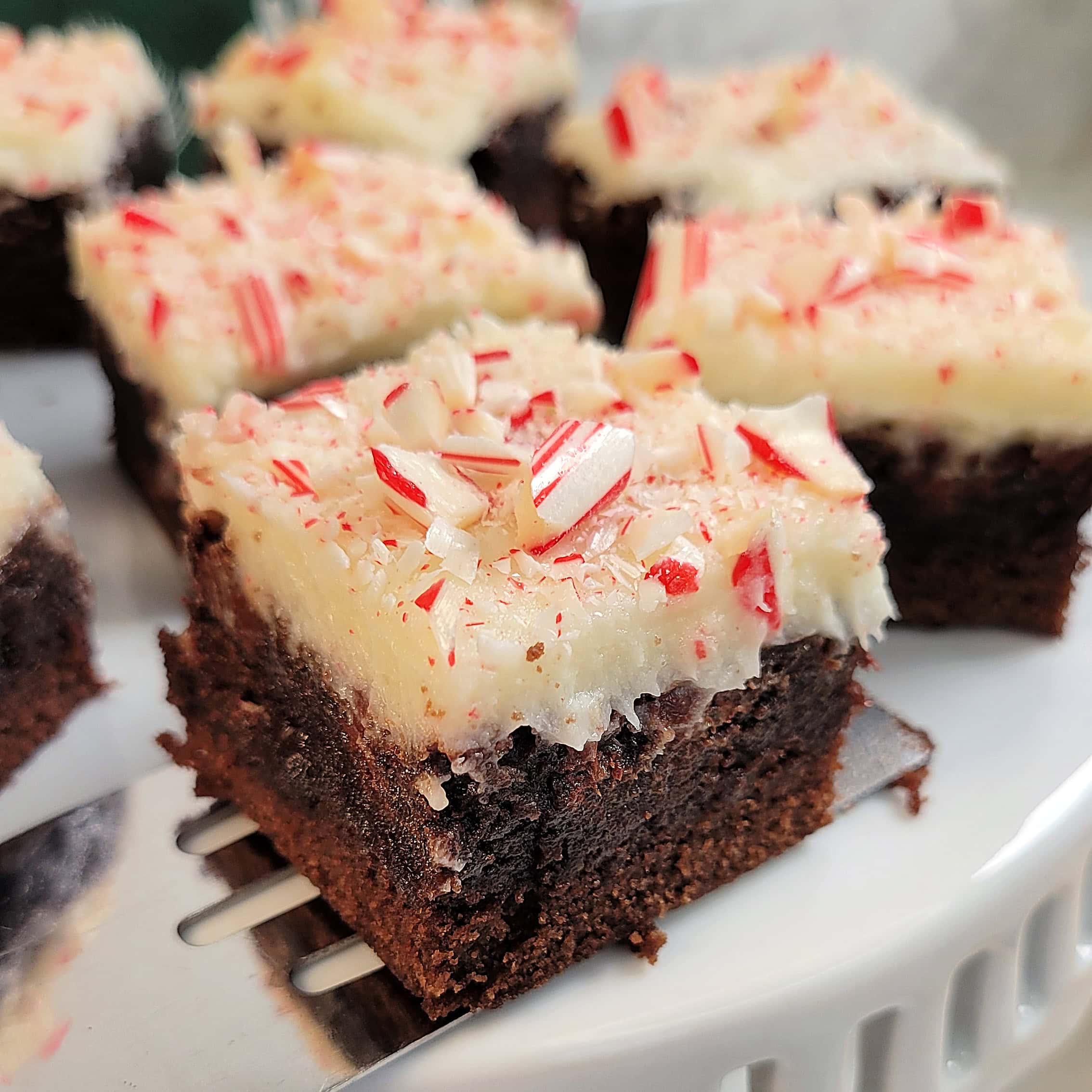 Peppermint Frosted Brownie on a serving spatula.