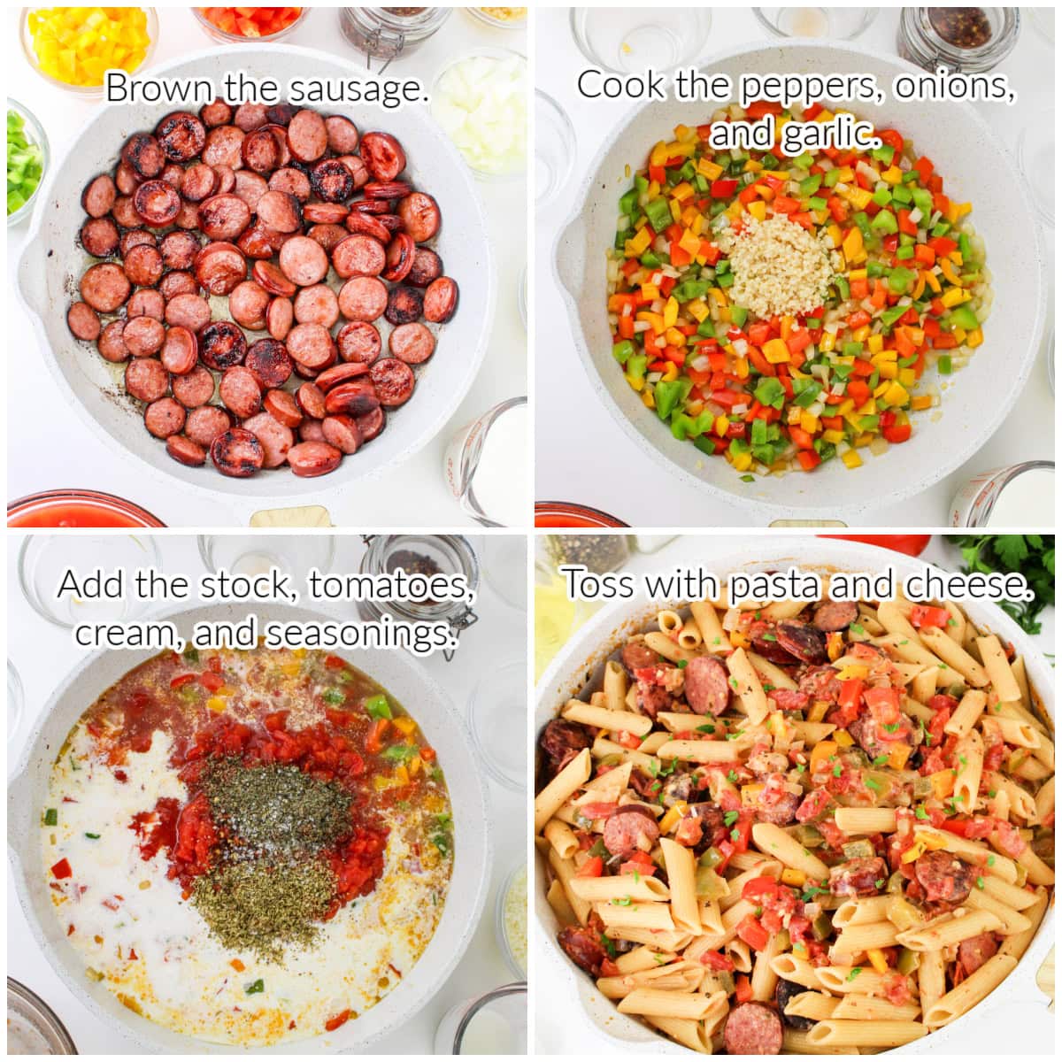 How to Make Smoked Sausage Pasta collage image with text overlay.