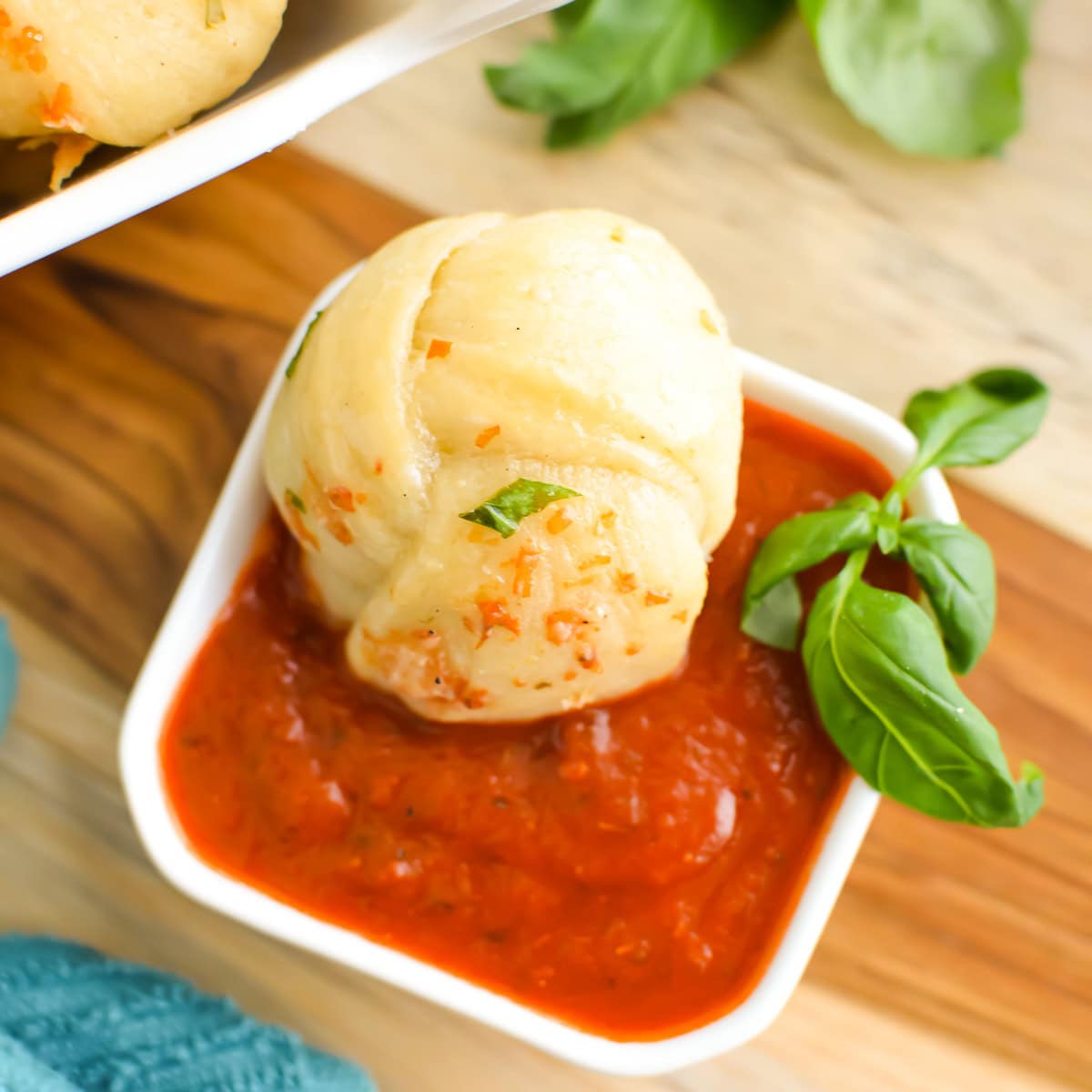 Cowboy Butter Garlic Knot with marinara sauce.